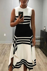 Ärmelloses Midi-A-Linien-Kleid in Farbblock-Optik